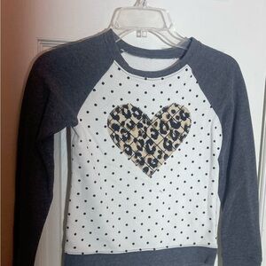Girls polka dot and leopard shirt child size 11